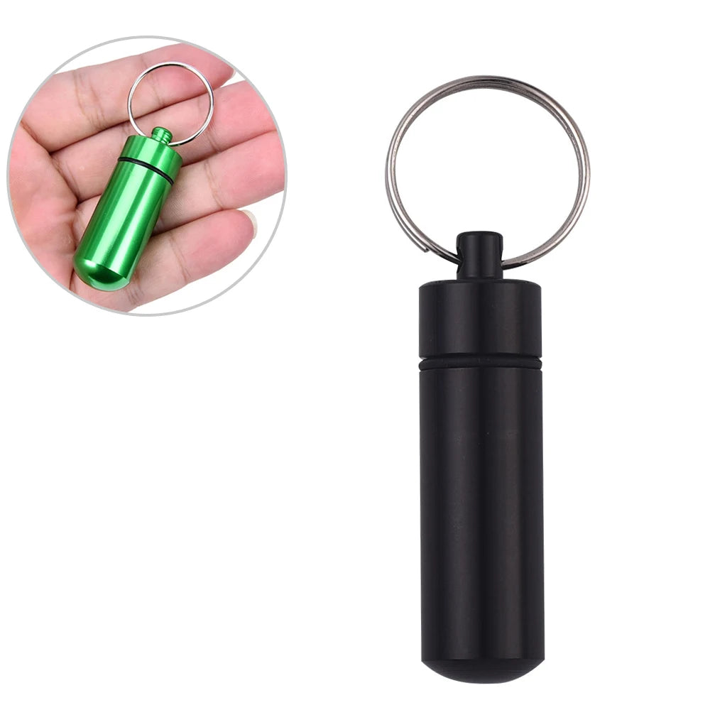 Aluminum Alloy Pill Keychain Holder Small Pill Box Pill Case Waterproof Pill Organizer Stonego Portable Pill Holder Keychain