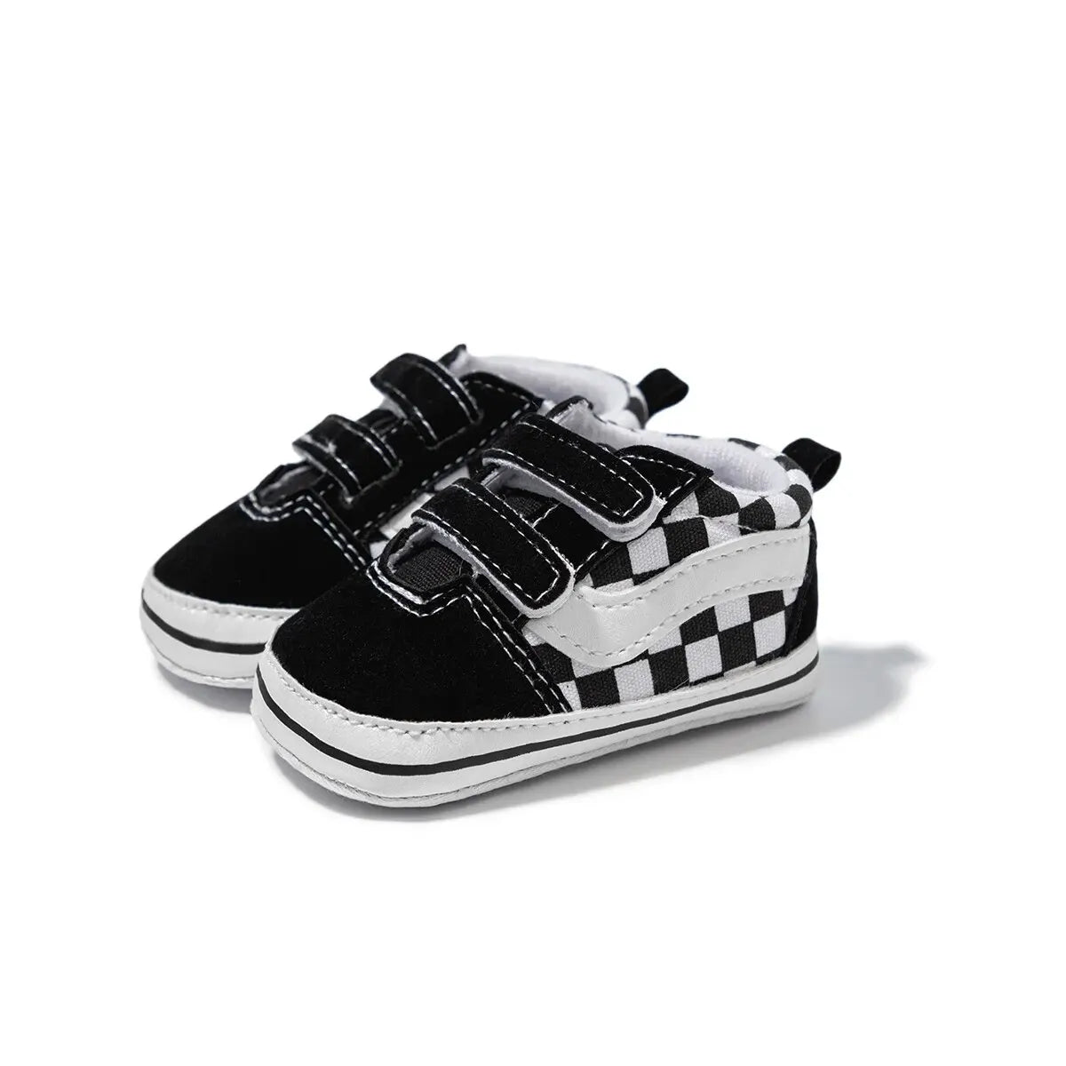 Meckior Baby Boy Girl Shoes Canvas Sneakers Non-slip Rubber Sole Plaid Streaks First Walkers Infant Baby Unisex Casual Shoes