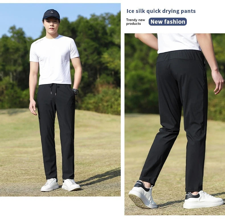 Summer Thin Ice Silk Couple Sports Pants Absorb Sweat Quickly Dry Comfortable and Breathable Men's Casual Sports Pants