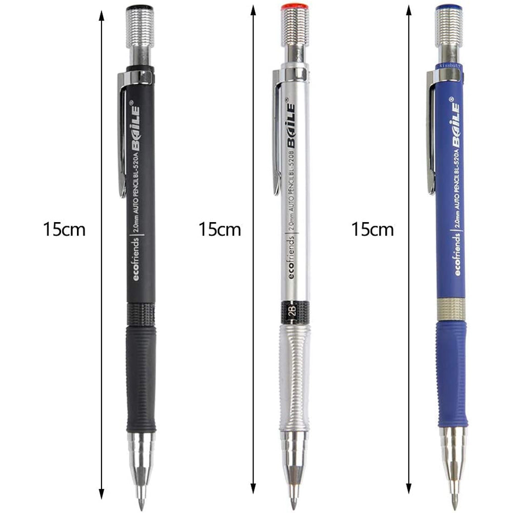 2.0 mm Mechanical Pencils Set 2B Automatic Student Pencils Color/Black Lead Refills Art Sketch School Supplies Kawaii Stationery