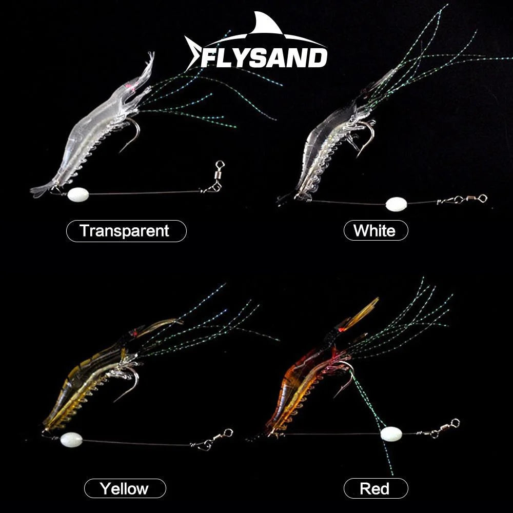 Shrimp Lure with Hooks Luminous Soft Fishing Lures Shrimp Bait Silicone Enticement Tackle Baits FlySand Fishing Tool