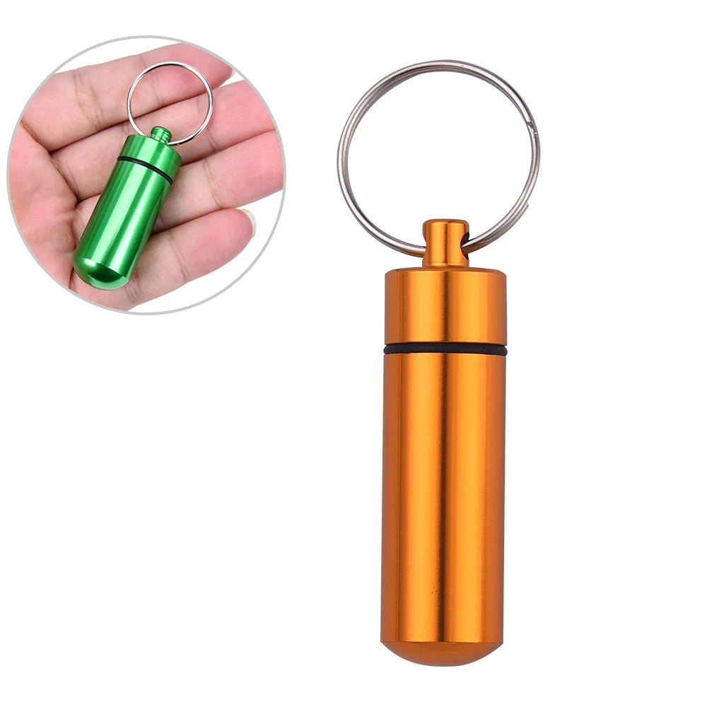 Aluminum Alloy Pill Keychain Holder Small Pill Box Pill Case Waterproof Pill Organizer Stonego Portable Pill Holder Keychain