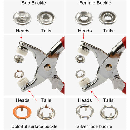 Plier Tool 9.5mm Snap Fasteners Kit Metal Press Studs Tools Buttons for Diy Clothing Leather Crafting Sewing Accessories 단추펜치