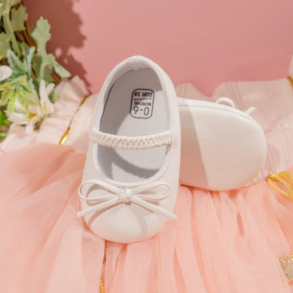 Newborn Baby Girl Princess Shoes Bow Tie Flat Bottomed Bean Shoes Shallow Mouthed Soft Casual Toddler Girls Shoes 0-18M