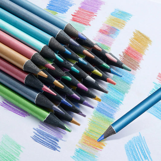 12/24 Colors Metallic Colored Pencil Drawing and Sketching Set Colored Pencil DIY Art Supplies Coloring Home Painting