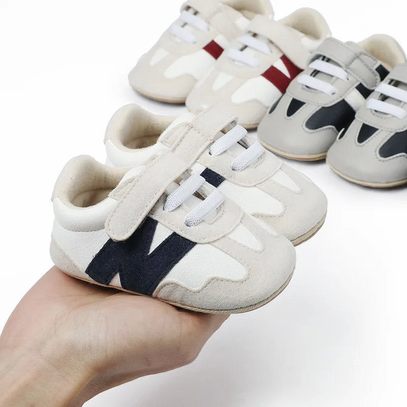 Meckior Newborn Baby Sneakers Letter Patchwork Baby Casual Shoes Anti-slip Hundred Toddler Baby Boys Girls Shoes 0-18 Months