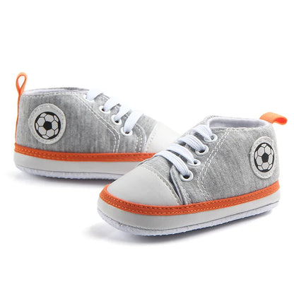 Meckior Colorblocking Baby Boys Girls Canvas Soccer Shoes Baby Sneakers Lace Up Soft Sole Anti Slip Newborn Toddler Shoes