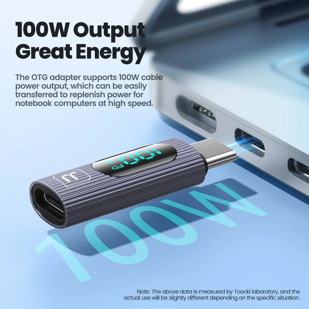 OTG Adapter 100W Digital Display USB Type C Male to Type C Female OTG Adapter PD Fast Charging Convertor For Xiaomi Redmi