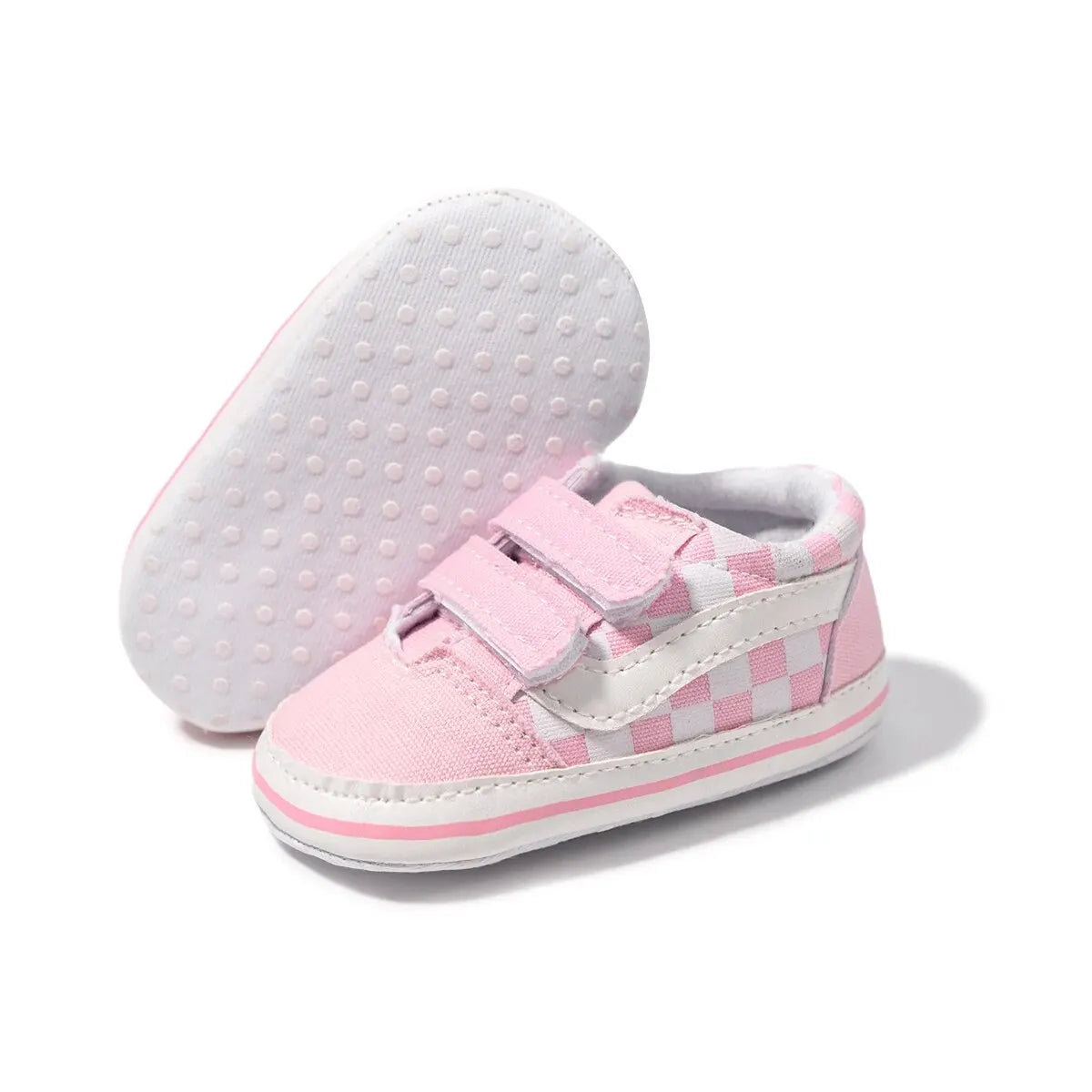 Meckior Baby Boy Girl Shoes Canvas Sneakers Non-slip Rubber Sole Plaid Streaks First Walkers Infant Baby Unisex Casual Shoes