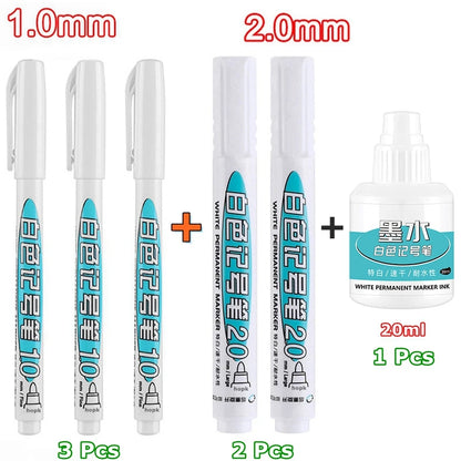 6/1Pcs/Set Oily White Marker Pen Tire Painting Notebook Tyre Tread Environmental paint Pen Waterproof Permanent Graffiti Pens