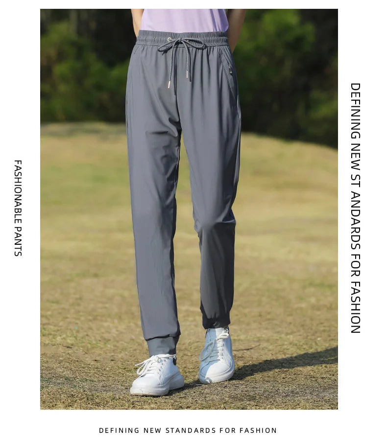 Summer Thin Ice Silk Couple Sports Pants Absorb Sweat Quickly Dry Comfortable and Breathable Men's Casual Sports Pants