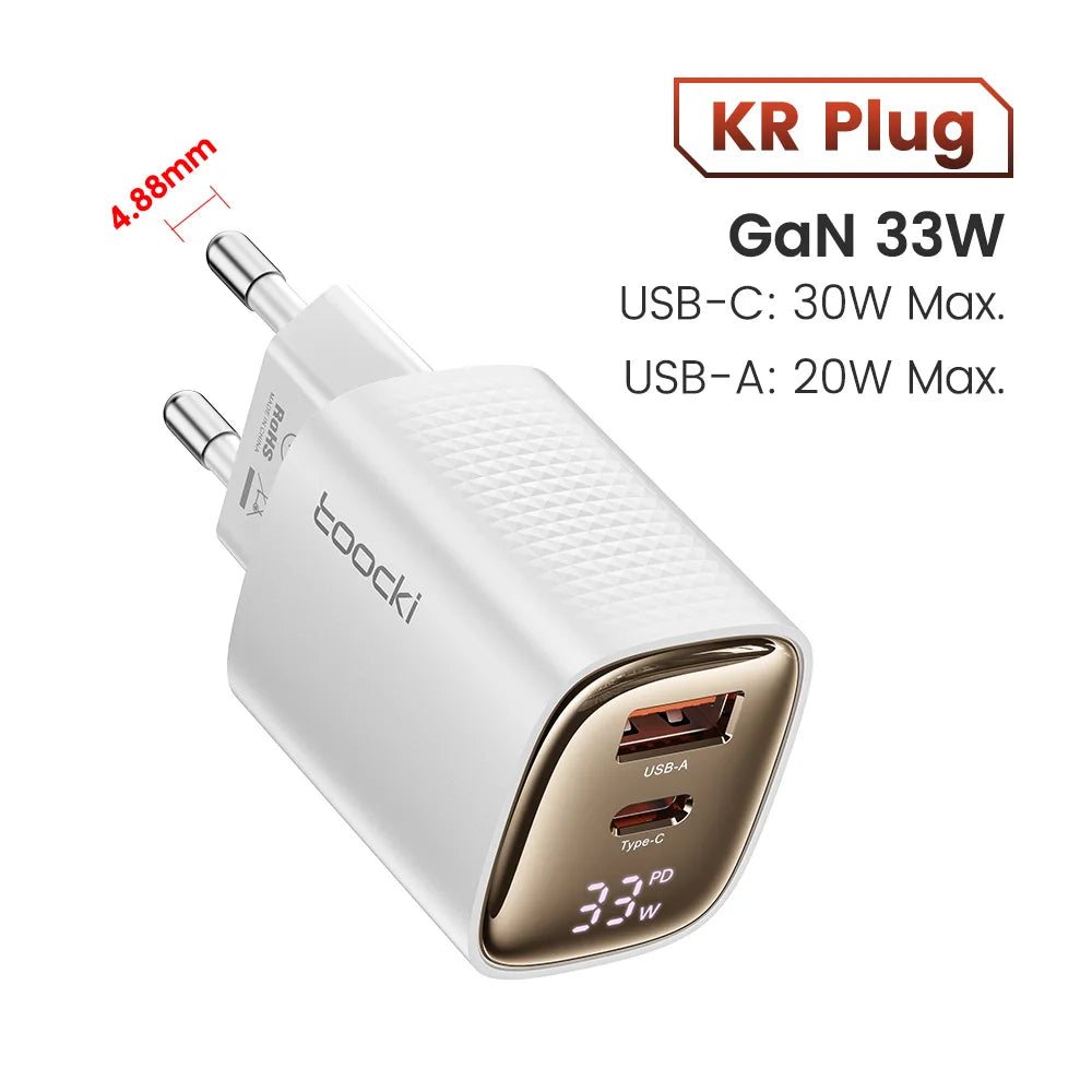 33W GaN USB C Charger Digital Display Fast Charging Type C Charger for iPhone 15 14 13 12 Samsung Galaxy S23 S22 Xiaomi