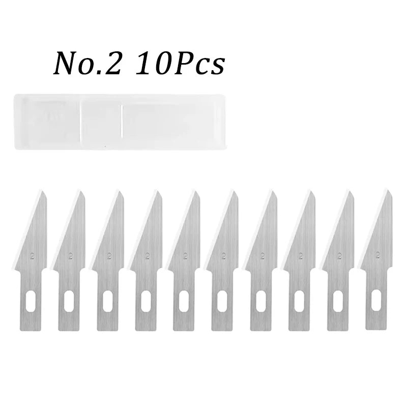 10pcs Blades Multiple Style Cutter Knifes Engraving Knife Blade Carve Tool Metal Blade Wood Carving Knife Blade Surgical Scalpel