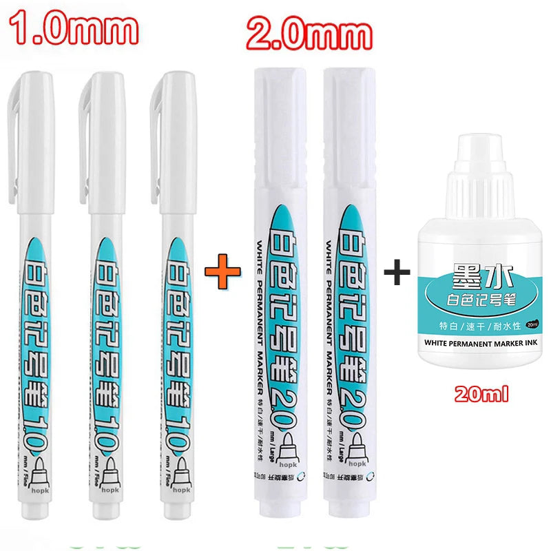 6/1Pcs/Set Oily White Marker Pen Tire Painting Notebook Tyre Tread Environmental paint Pen Waterproof Permanent Graffiti Pens