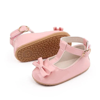 Meckior 2024 New Baby Girls Shoes Princess Choreography Cute Bow PU Anti-slip Soft Rubber Bottom First Walker Toddler Crib Shoes