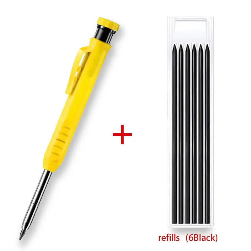 Solid Carpenter Pencil With Refill Lead And Built-in Sharpener For Deep Hole Mechanical Pencil Scribing Marking Woodworking Tool