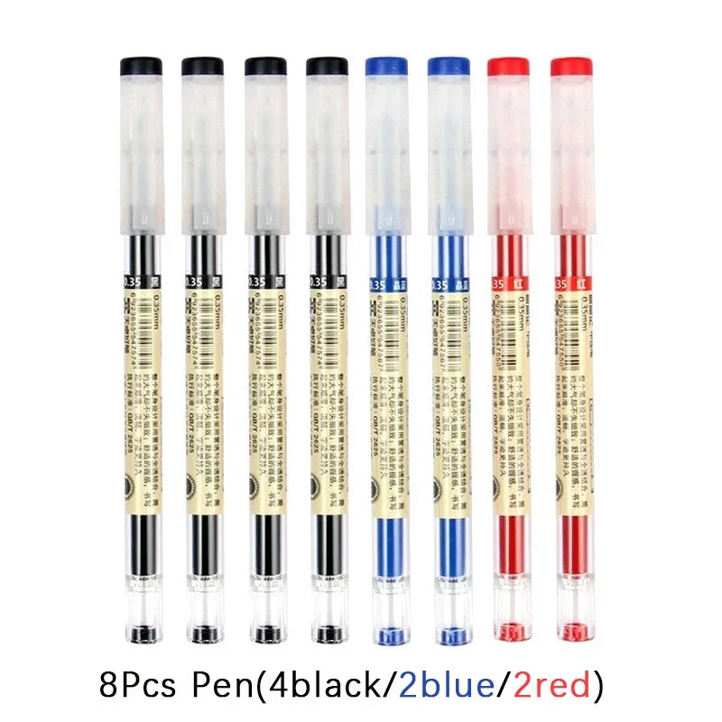 54Pcs/Set 0.35mm Gel Pens Office School Exam Sign Ballpoint Pen Blue Red Black Ink Replaceable Pen Refill Rods Kawaii Stationery