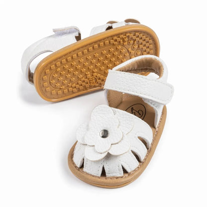 Infant Baby Girls Beach Sandals Flats and Soft Sole Non-slip Flower Princess Wedding Dress Walking Shoes for Newborn Baby