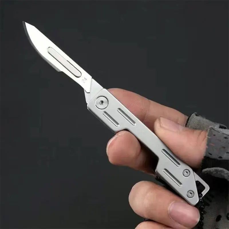 Folding Knife Stainless Steel Pocket Knife With 9 Replaceable Blades, Sharp Hobby Knife Craft Knife Kit