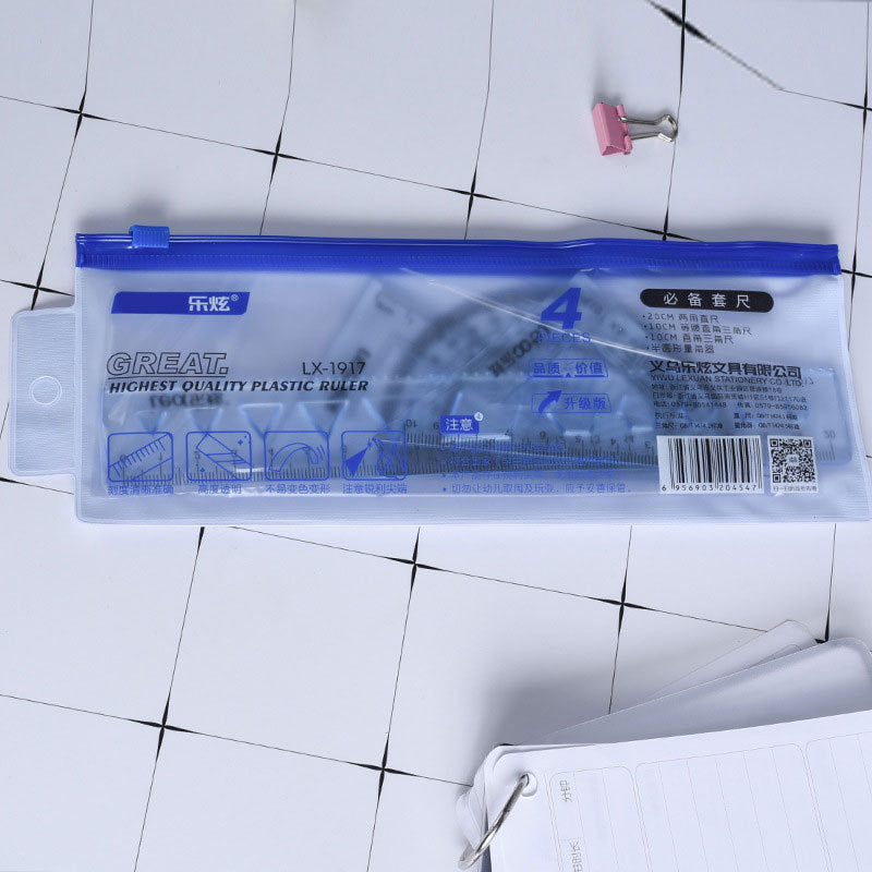 4PCS/Set Drawing Ruler Measurement Geometry Triangle Ruler Straightedge Protractor variety Rulers School&Office Stationery