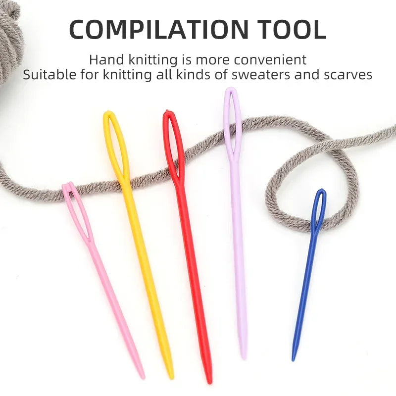 1000pcs 5.5/7cm Plastic Sewing Needles Wool Embroidery Weaving Needles for Crafts Clothing Shoes DIY Kniting Crochet Hooks