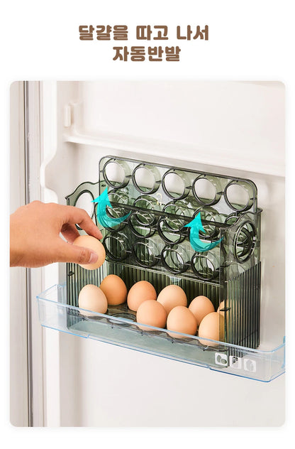 Kitchen Large Capacity Egg Fridge Storage Box - Portable Multi-Layer Egg Tray Organizer, Convenient Opening/Closing Egg Holder