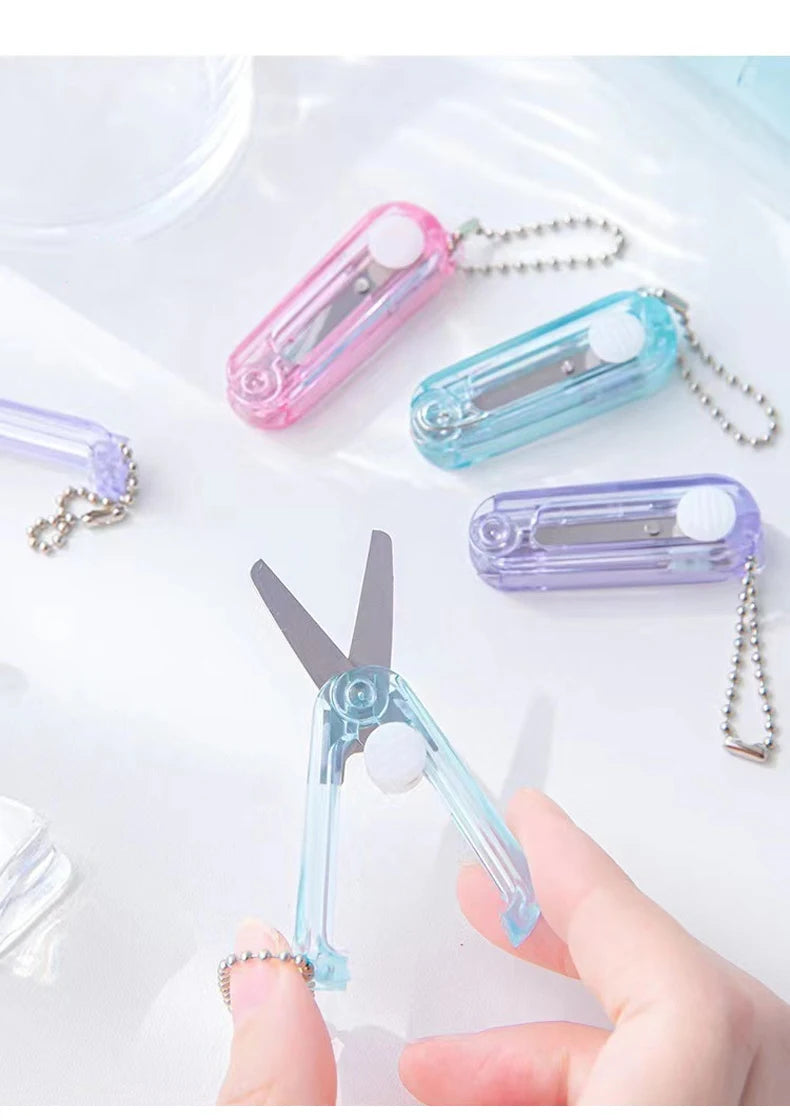 Transparent Mini Scissors, Retractable Folding Portable Scissors, Student Hand-made Paper Scissors