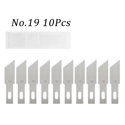 10pcs Blades Multiple Style Cutter Knifes Engraving Knife Blade Carve Tool Metal Blade Wood Carving Knife Blade Surgical Scalpel