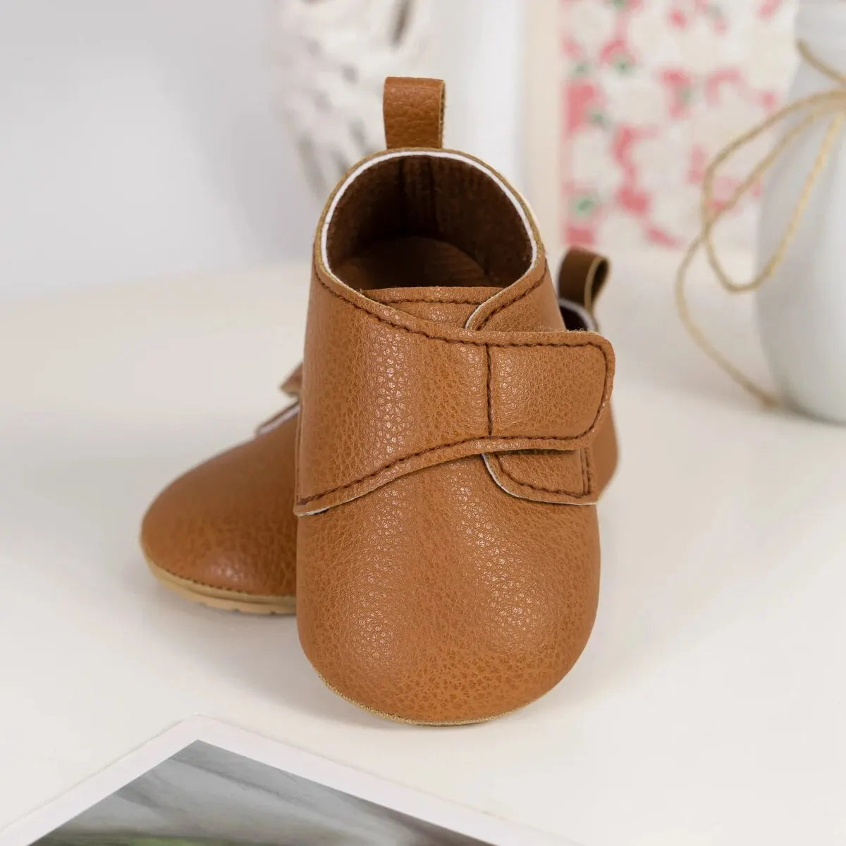 Meckior Baby Boys Girls Shoes Rubber Sole Anti-Slip Classic Pu Leather Toddler Shoes First Walking Flat Lazy Infants Crib Shoes