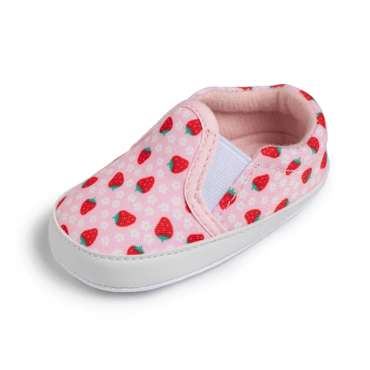 Meckior Casual Canvas Baby Shoes Strawberry Pattern Sleeve Mouth Toddler Anti-slip Soft Sole Newborn Infant Boy Girl Shoes