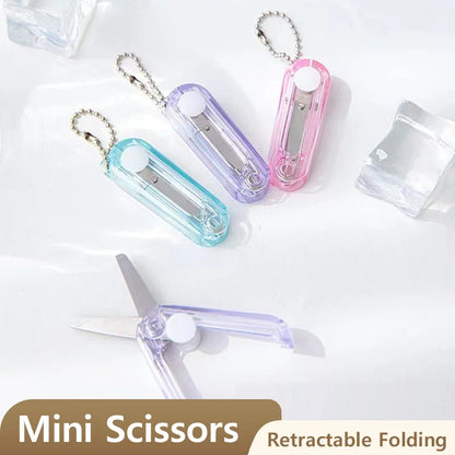 Transparent Mini Scissors, Retractable Folding Portable Scissors, Student Hand-made Paper Scissors