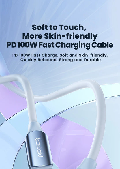 100W USB C To Type C Cable 5A PD Fast Charge Charger Type C LED Display Cable For Macbook Xiaomi Huawei Samsung Cable