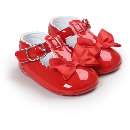 Meckior Baby Girls Shoes Classic Bowknot Rubber Sole Anti-slip PU Girls Dress Shoes First Walker Toddler Crib Baby Shoes