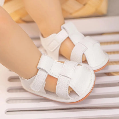 Meckior 2024 New Summer Baby Sandals PU Leather Low Top Baby Boys Girls Sandals Soft Anti-slip Newborn Leisure Infants Shoes