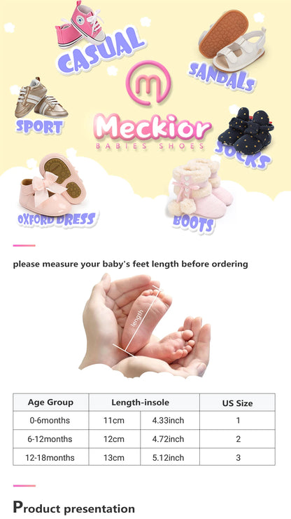 Meckior New Baby Boy Girl Shoes PU Leather Sneakers Rubber Bottom Non-slip Lightweight First Walker Crib Shoes 0-18 Months