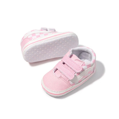 Meckior Baby Boy Girl Shoes Canvas Sneakers Non-slip Rubber Sole Plaid Streaks First Walkers Infant Baby Unisex Casual Shoes