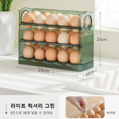 Kitchen Large Capacity Egg Fridge Storage Box - Portable Multi-Layer Egg Tray Organizer, Convenient Opening/Closing Egg Holder