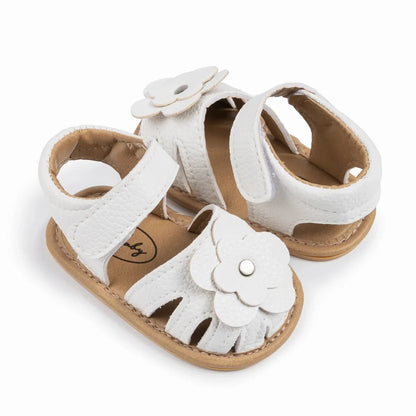 Infant Baby Girls Beach Sandals Flats and Soft Sole Non-slip Flower Princess Wedding Dress Walking Shoes for Newborn Baby