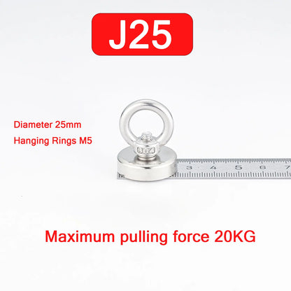 Super Strong Neodymium Fishing Magnet Hook N52 Heavy Duty Rare Earth Magnet With Countersunk Hole Eyebolt 16-90mm Salvage Magnet