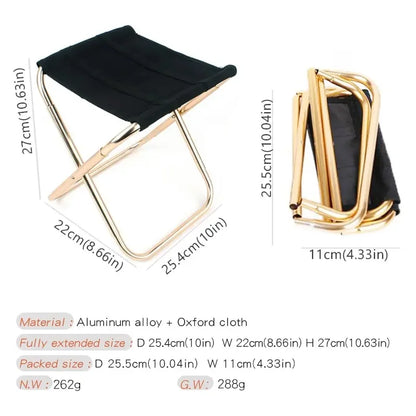 Outdoor Camping Chair Golden Aluminum Alloy Folding Chair With Bag Stool Seat Fishing Camping