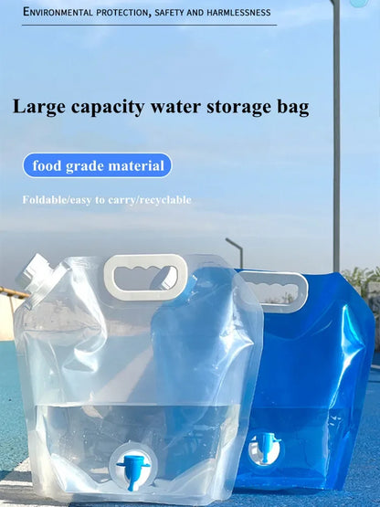 5/10L Camping Water Bag Portable Folding Water Bucket Large Water Container Outdoor Travel Collapsible Pouch Can Camping Supplie