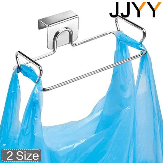 Kitchen Trash Rack Cabinet Door Garbage Bags Holder Stainless Steel Closet Garbage Storage Holder