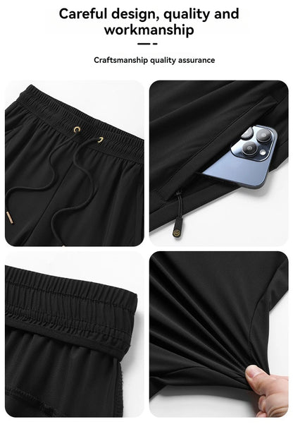 Summer Thin Ice Silk Couple Sports Pants Absorb Sweat Quickly Dry Comfortable and Breathable Men's Casual Sports Pants