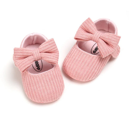 Meckior New Baby Girls Shoes Flower Bow Tie Princess Shoes Non-Slip Toddler First Walker Newborn Infants Girl Shoes Comfortable