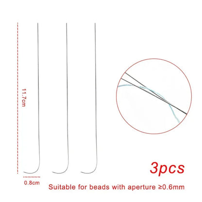 3pcs/set Curved Beading Needles Stainless Bead Spinner Needle Thin Bead Needles for DIY Craft Jewelry Making Sewing Supplies