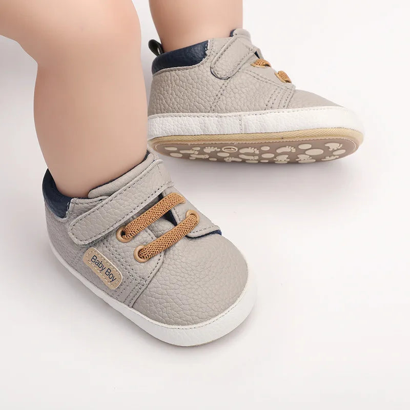 Meckior 2024 New Arrivals Baby Boys Girls PU Leather Sports Shoes Casual Rubber Bottom Anti Slip Toddler Shoes First Walkers