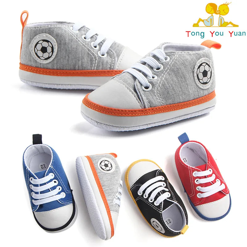 Meckior Colorblocking Baby Boys Girls Canvas Soccer Shoes Baby Sneakers Lace Up Soft Sole Anti Slip Newborn Toddler Shoes