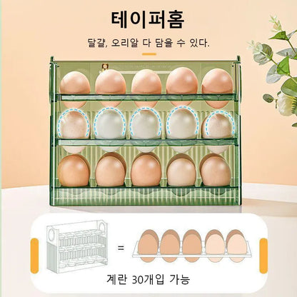 Kitchen Large Capacity Egg Fridge Storage Box - Portable Multi-Layer Egg Tray Organizer, Convenient Opening/Closing Egg Holder