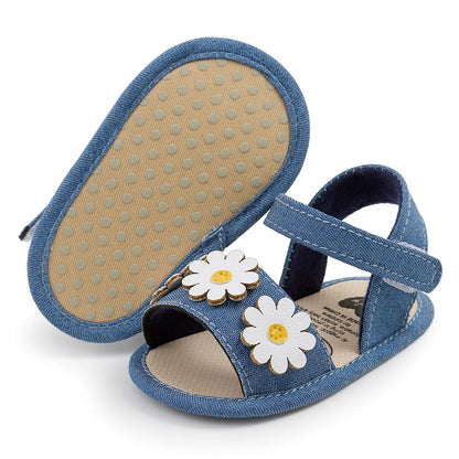 Meckior Summer Cool Baby Girl Sandals Fashion Newborn Sandal Idyllic Flower Soft Anti-slip Toddler Cotton Sole Comfortable Shoes