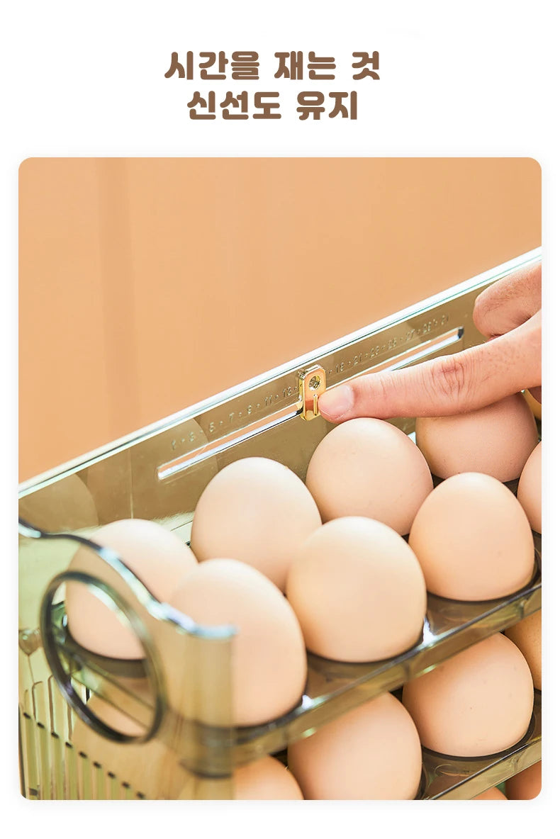 Kitchen Large Capacity Egg Fridge Storage Box - Portable Multi-Layer Egg Tray Organizer, Convenient Opening/Closing Egg Holder